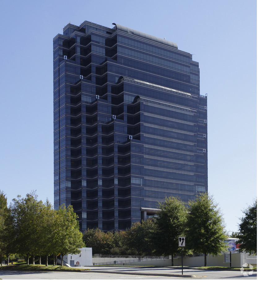 Riverwood Center office building at dusk