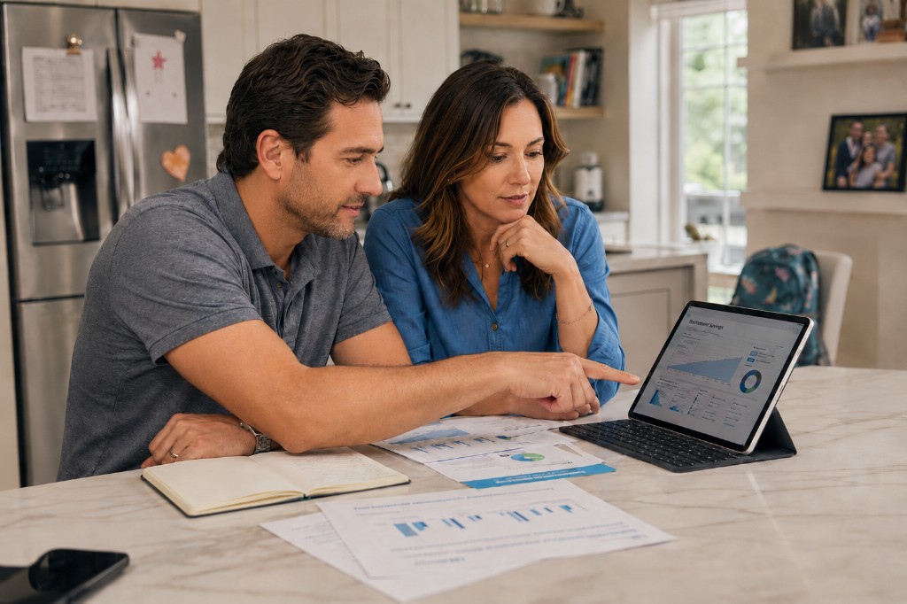 A young couple planning their financial future